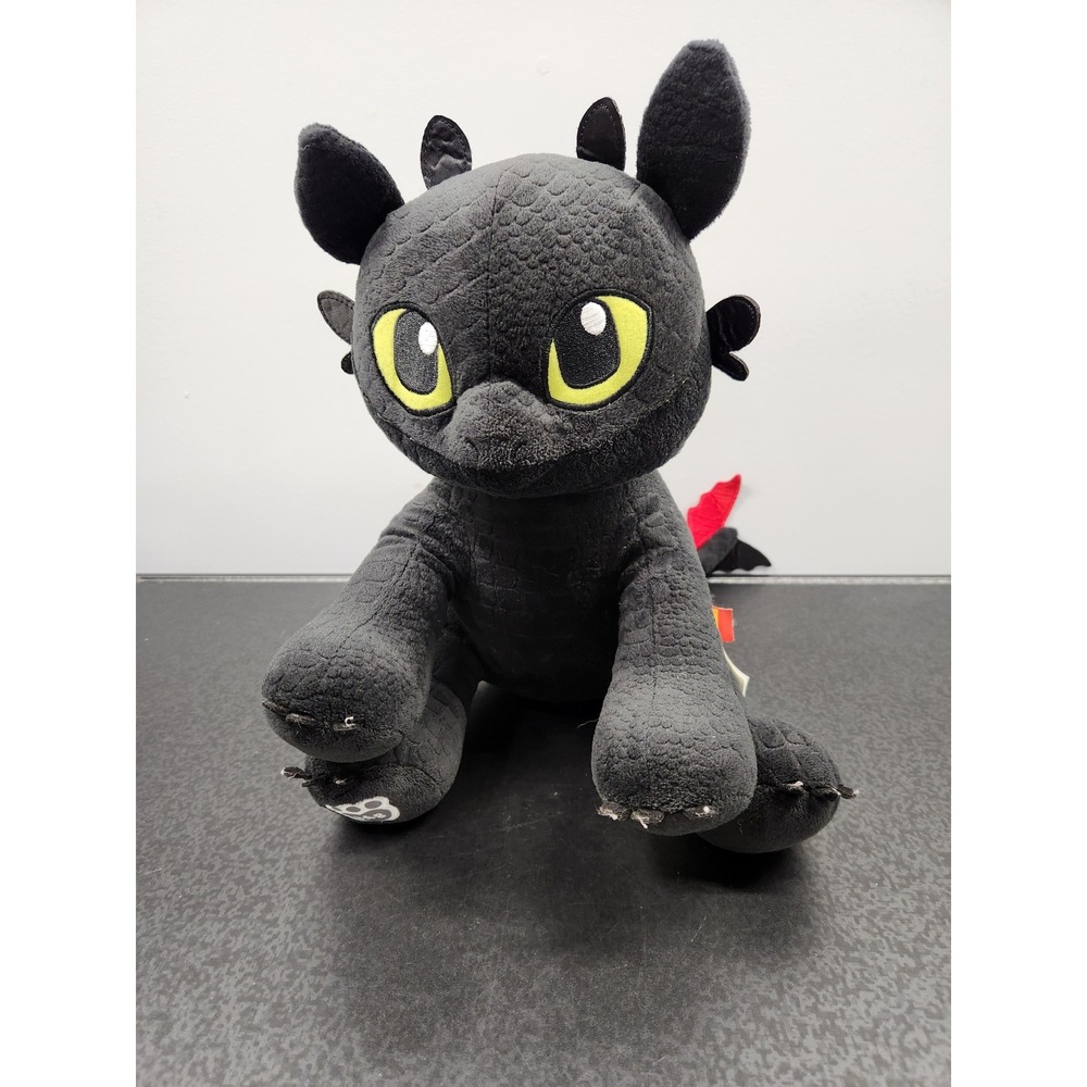 Build-A-Bear Toothless Plush Dragon HTTYD Black Red Tail Fin Good Condition